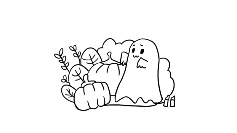 幽灵和南瓜简笔画