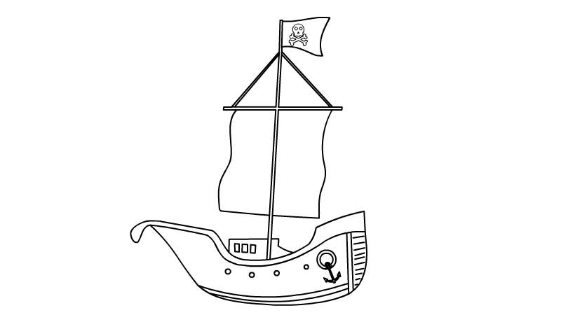 海盗船简笔画