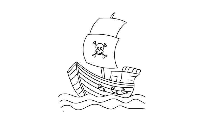 海盗船涂色画