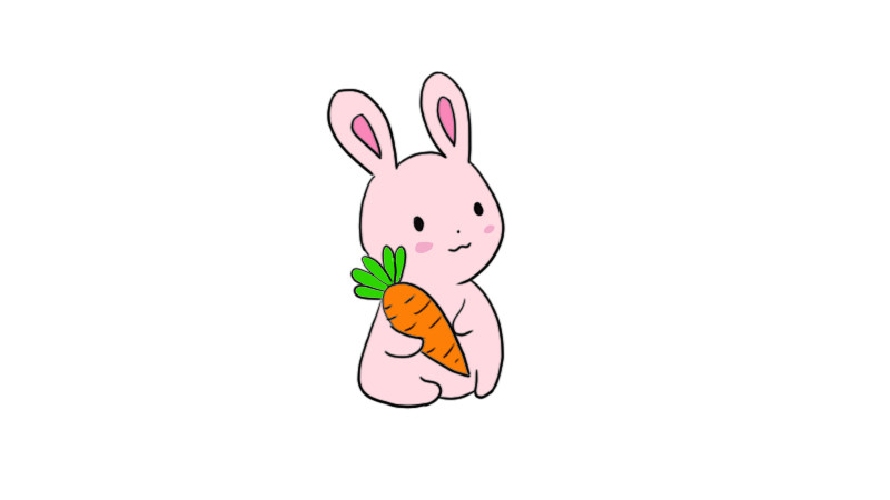 卡通小兔子涂色画