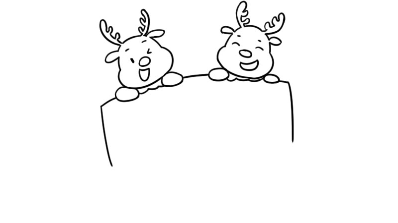 圣诞节小鹿边框简笔画