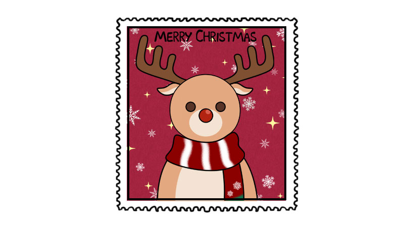 圣诞邮票简笔画