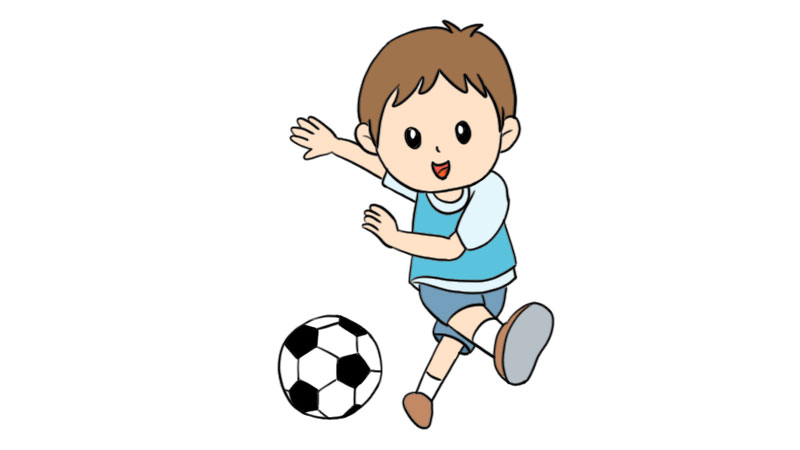 小孩踢足球简笔画