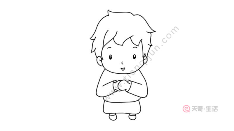 拜年的小孩简笔画