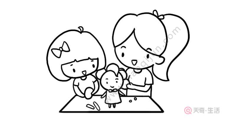 亲子互动简笔画