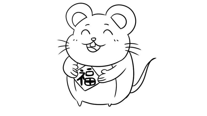 老鼠贺新春简笔画