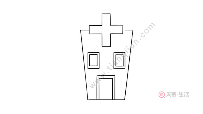 医院简笔画步骤