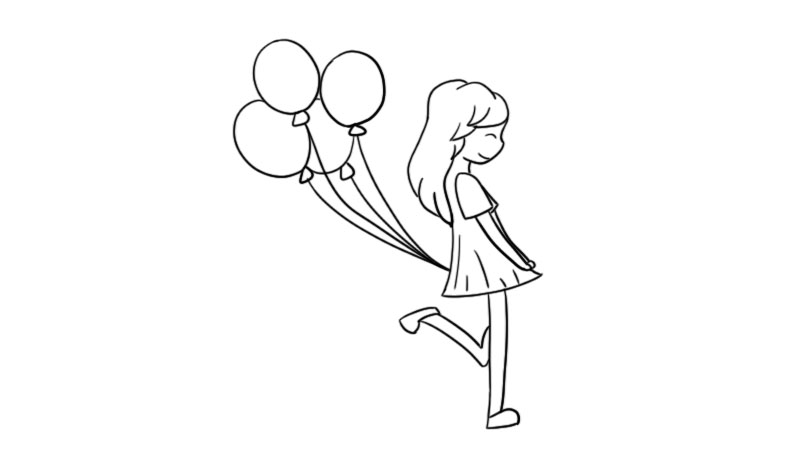 拿气球的小女孩简笔画