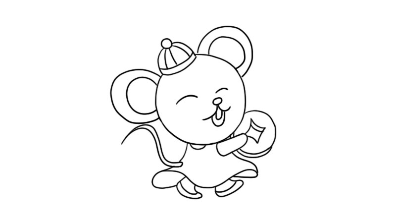 新年小老鼠简笔画怎么画