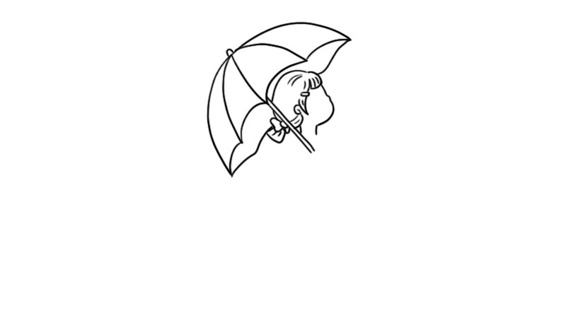 谷雨撑伞的女孩简笔画