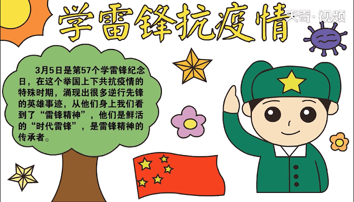 学雷锋抗疫情手抄报 学雷锋抗疫情画报