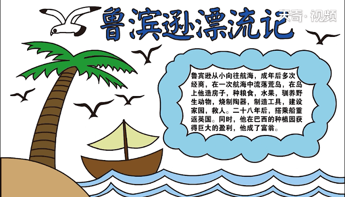 鲁滨逊漂流记手抄报 鲁滨逊漂流记画报