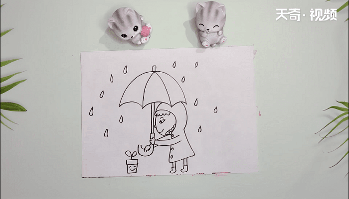 下雨的画简笔画 下雨的画画报
