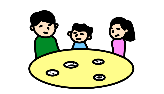 全家一起吃团圆饭绘画
