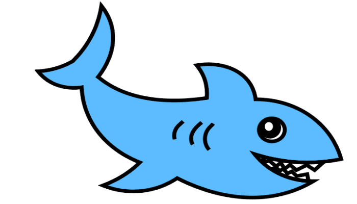 1,首先画鲨鱼的头和嘴巴.