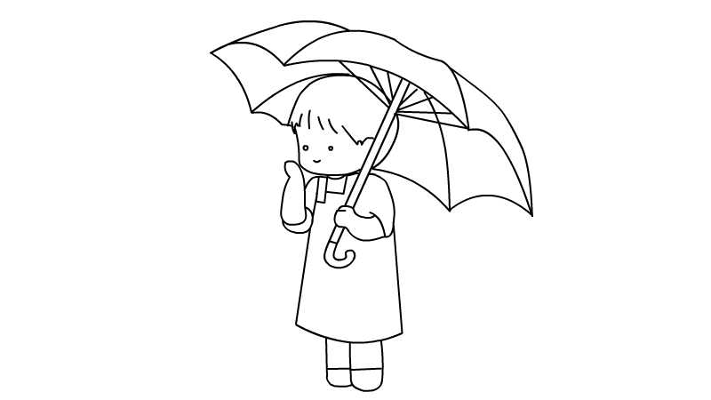打伞的小孩子简笔画