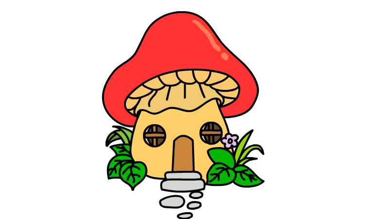 梦幻蘑菇屋简笔画