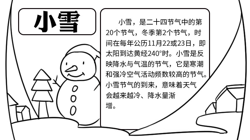 小雪节气手抄报