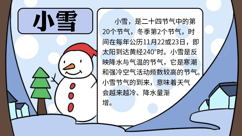 小雪节气手抄报