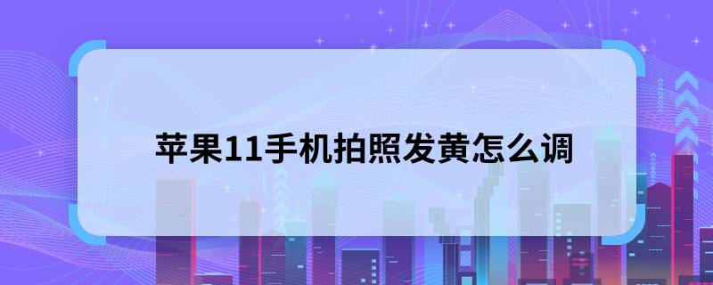 蘋果11手機拍照發(fā)黃怎么調(diào) 如何調(diào)節(jié)蘋果手機拍照發(fā)黃