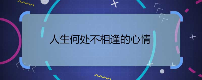 人生何处不相逢的心情 人生何处不相逢表示什么心情