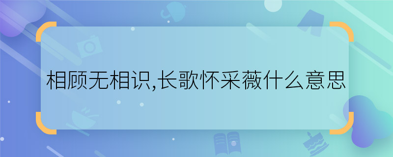 相顾无相识,长歌怀采薇什么意思 相顾无相识,长歌怀采薇的翻译