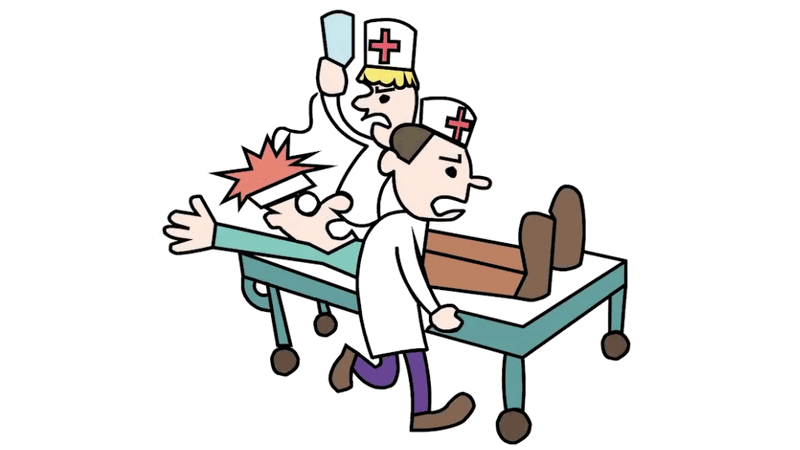 两个医生正在抢护病人的简笔画