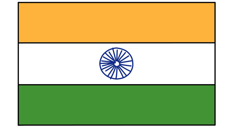 2,然后画印度国旗图标.3,最后涂上颜色即可.