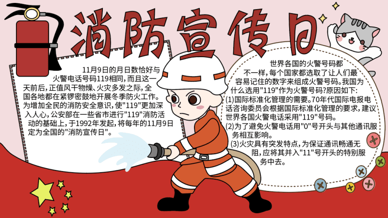 119消防宣传日手抄报 119消防宣传日手抄报的画法
