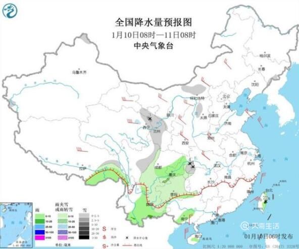青藏高原东部云南等地有降温雨雪我国东南部及南部海域将有7～8级大风