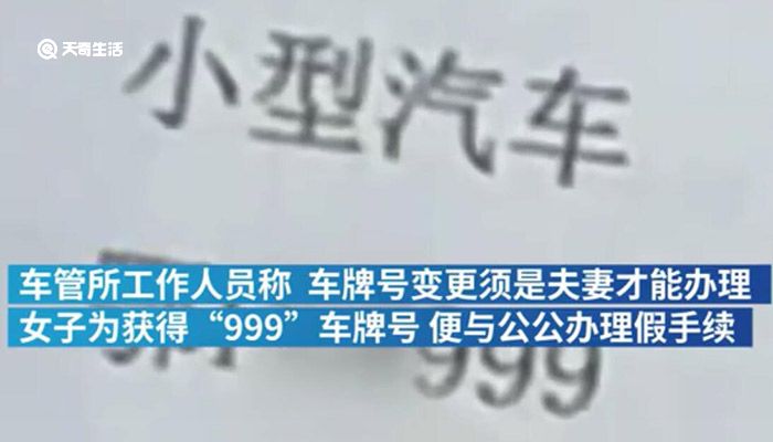 女子为得999车牌号与公公假结婚