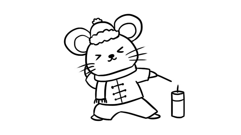 小老鼠放鞭炮简笔画