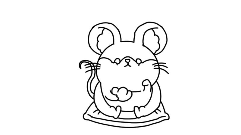 坐在垫子上的老鼠简笔画