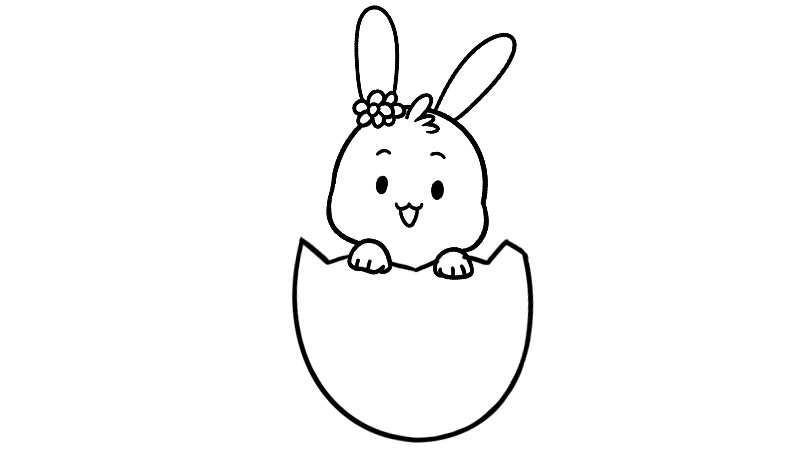 复活节超萌彩蛋兔子简笔画