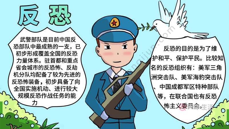 反恐手抄报图片 反恐手抄报的画法