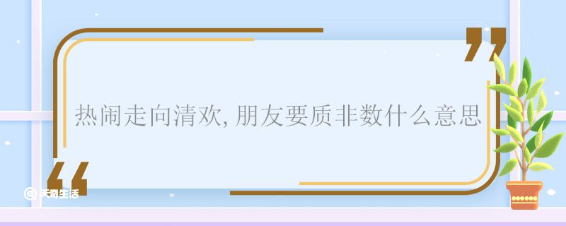 热闹走向清欢,朋友要质非数什么意思