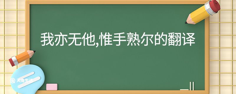 我亦无他惟手熟尔的意思翻译