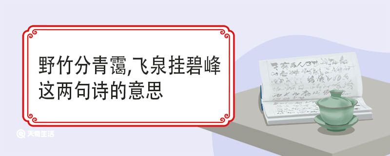 野竹分青霭,飞泉挂碧峰这两句诗的意思