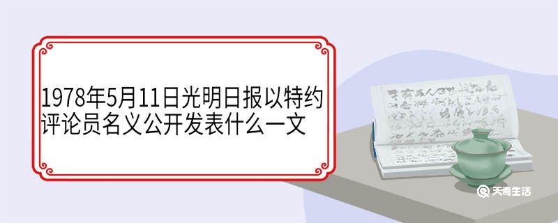 1978年5月11日光明日报以特约评论员名义公开发表什么一文