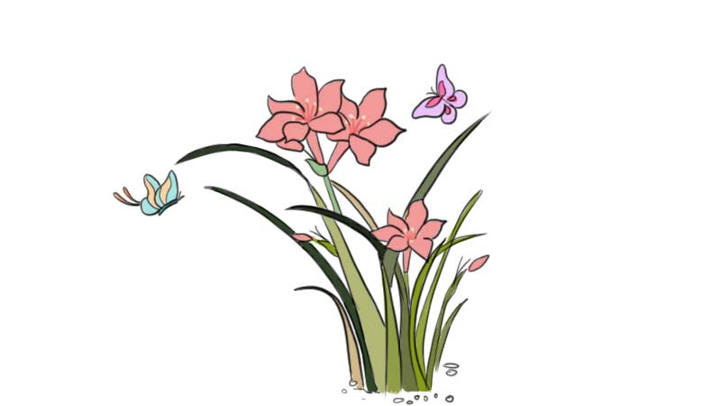 花朵和蝴蝶简笔画图片