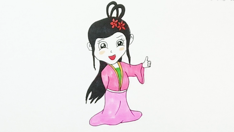 古代女性服饰简笔画