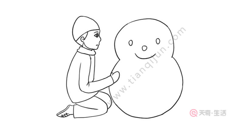 冬至堆雪人简笔画