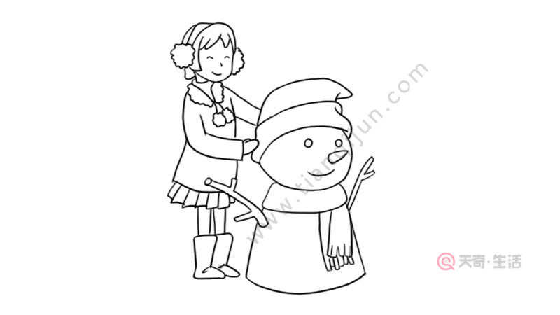 冬至堆雪人简笔画