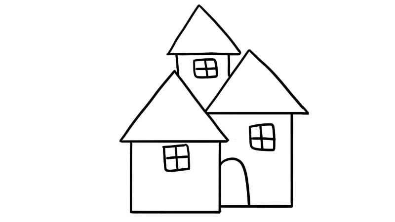 三栋小房子简笔画