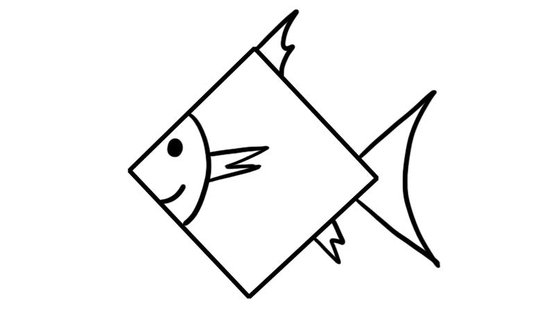 菱形画鱼简笔画