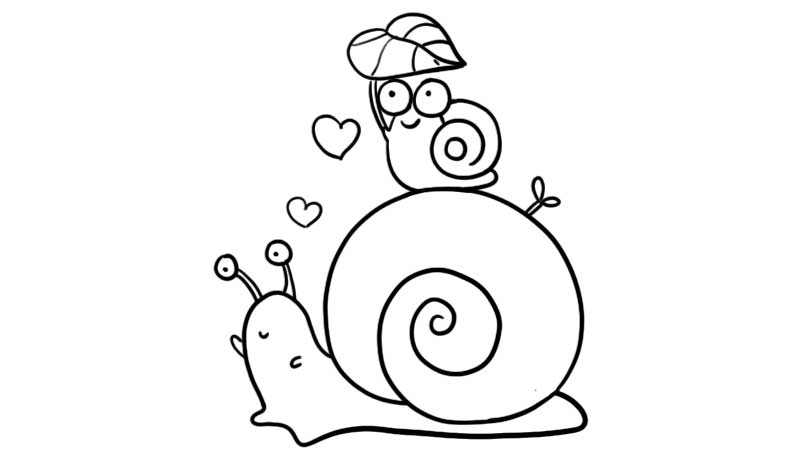 背着宝宝的蜗牛简笔画
