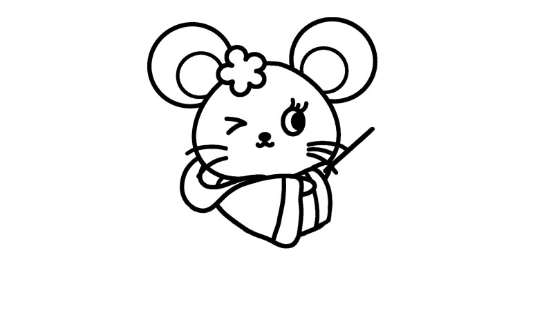 小老鼠提灯笼简笔画