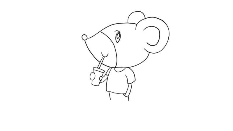 老鼠喝饮料简笔画