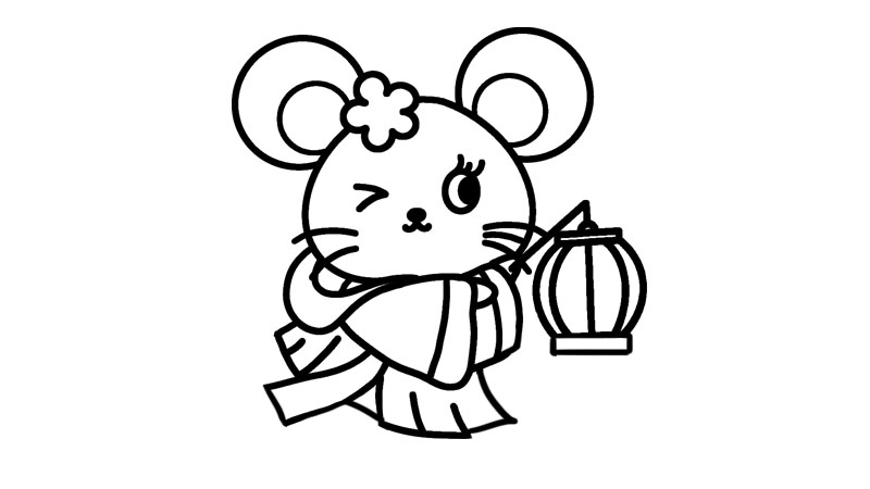 小老鼠提灯笼简笔画