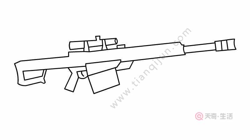 巴雷特狙击枪简笔画 巴雷特狙击枪的画法